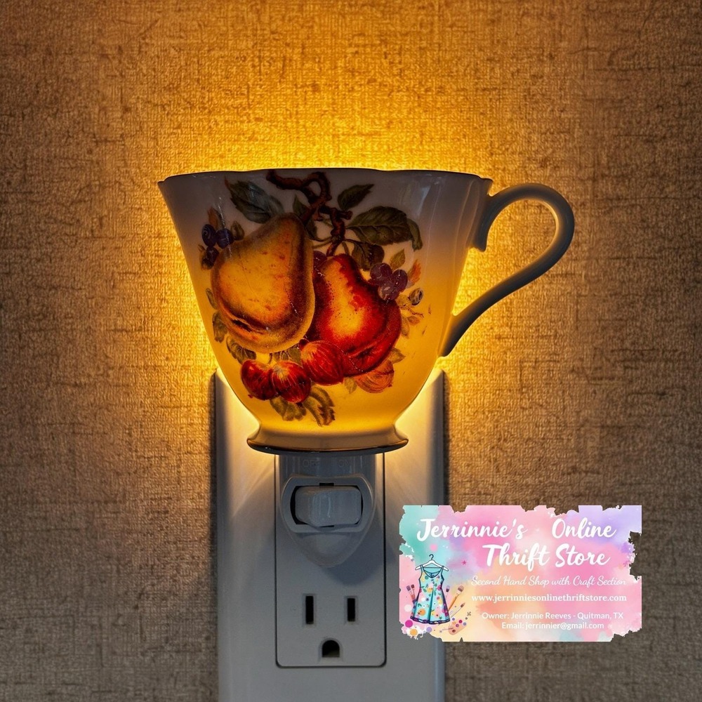 Vintage Bavarian Pear Handcrafted Teacup Night Light